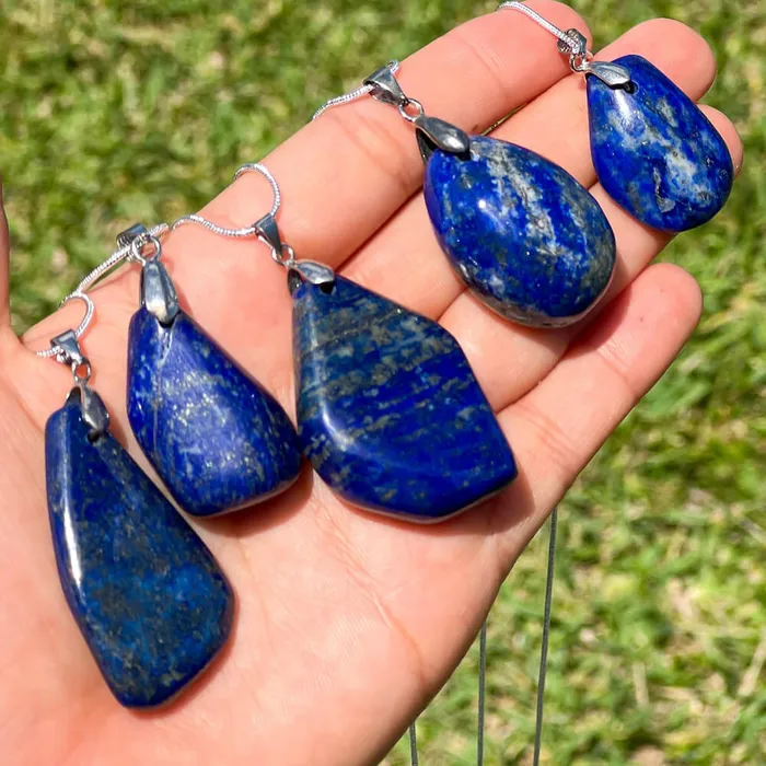 Magic Crystals Necklaces Grade A Genuine Lapis Lazuli Stone Free Form Necklace