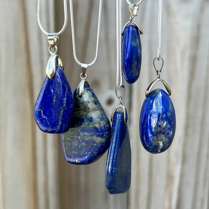 Magic Crystals Necklaces Grade A Genuine Lapis Lazuli Stone Free Form Necklace