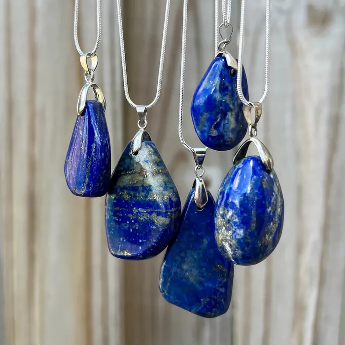Magic Crystals Necklaces Grade A Genuine Lapis Lazuli Stone Free Form Necklace