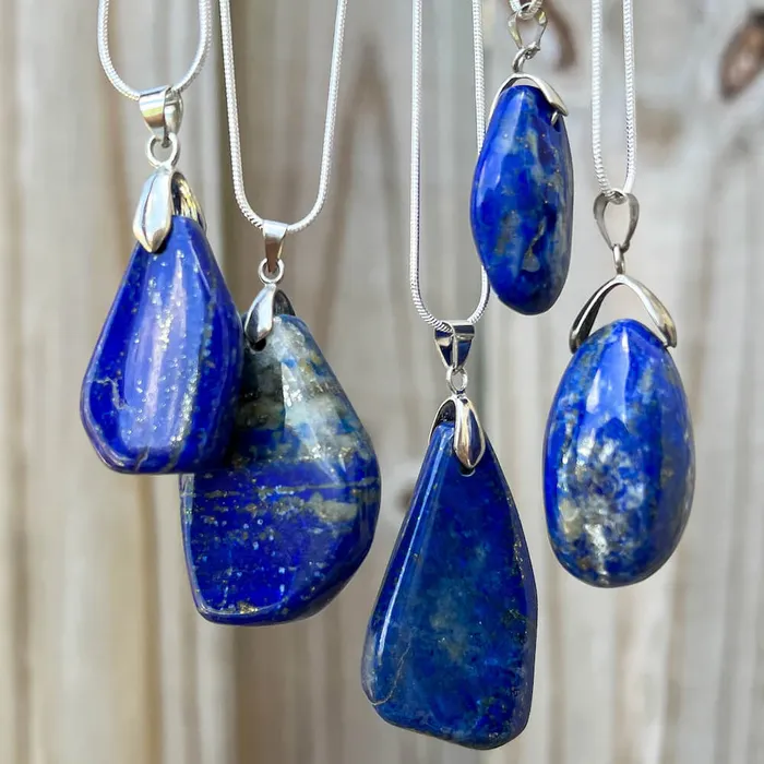 Magic Crystals Necklaces Grade A Genuine Lapis Lazuli Stone Free Form Necklace