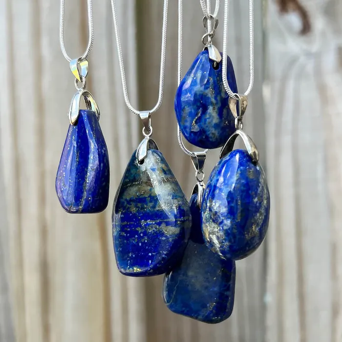 Magic Crystals Necklaces Grade A Genuine Lapis Lazuli Stone Free Form Necklace