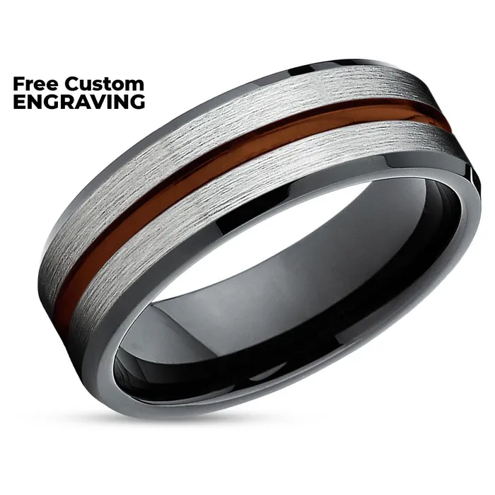 Maroon Tungsten Wedding Band Black Ring Maroon Wedding Ring Black Ring Clean Casting Jewelry Rings