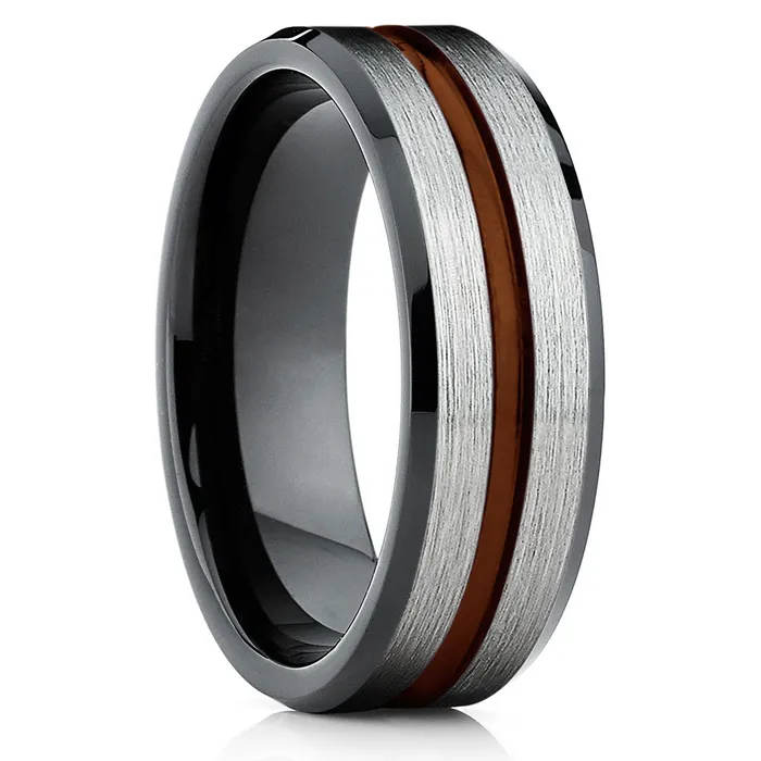 Maroon Tungsten Wedding Band Black Ring Maroon Wedding Ring Black Ring Clean Casting Jewelry Rings