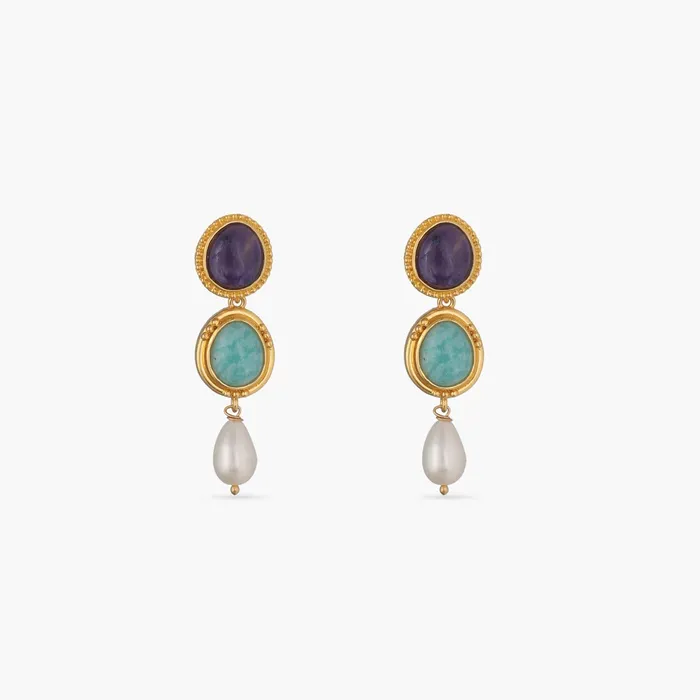 Moroccan Blue Simple Drop Silver Earrings SILVER Earrings