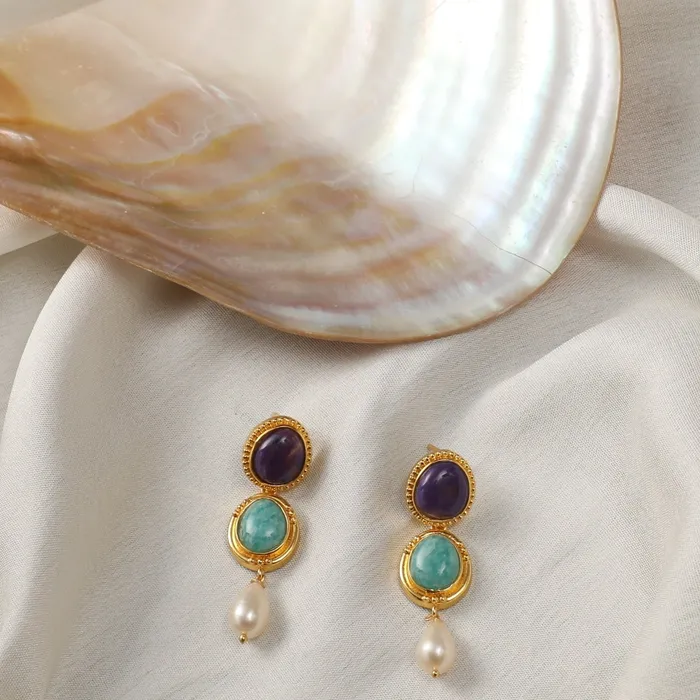 Moroccan Blue Simple Drop Silver Earrings SILVER Earrings