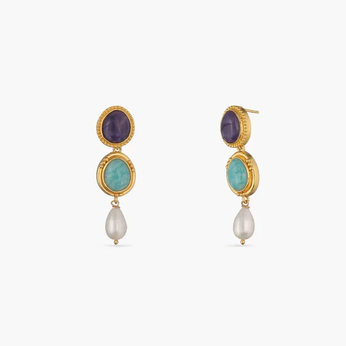 Moroccan Blue Simple Drop Silver Earrings SILVER Earrings