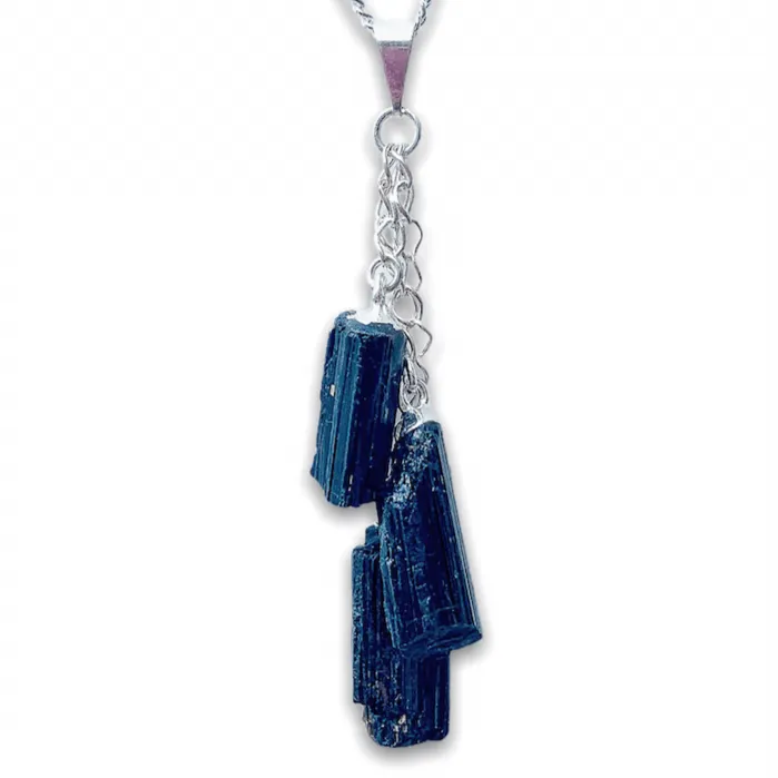 Necklaces Black Tourmaline Triple Stone Necklace Pendant Magic Crystals