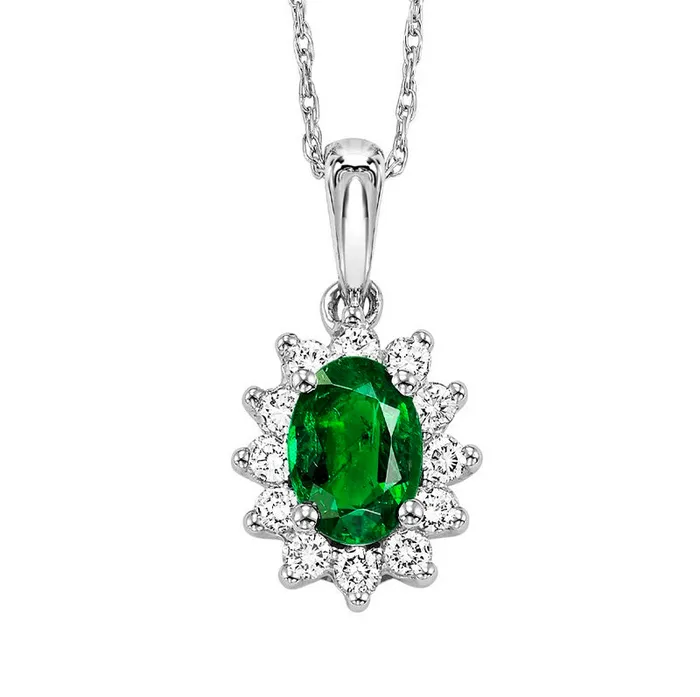 Necklaces Emerald Pendant Ens Halo Prong 15 CTW Gems One