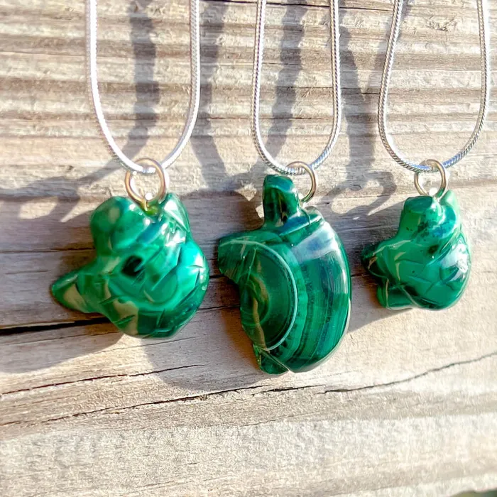 Necklaces Magic Crystals Genuine Malachite Turtle Necklace