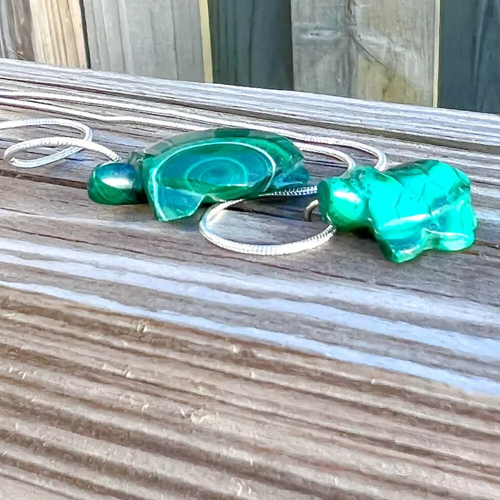 Necklaces Magic Crystals Genuine Malachite Turtle Necklace