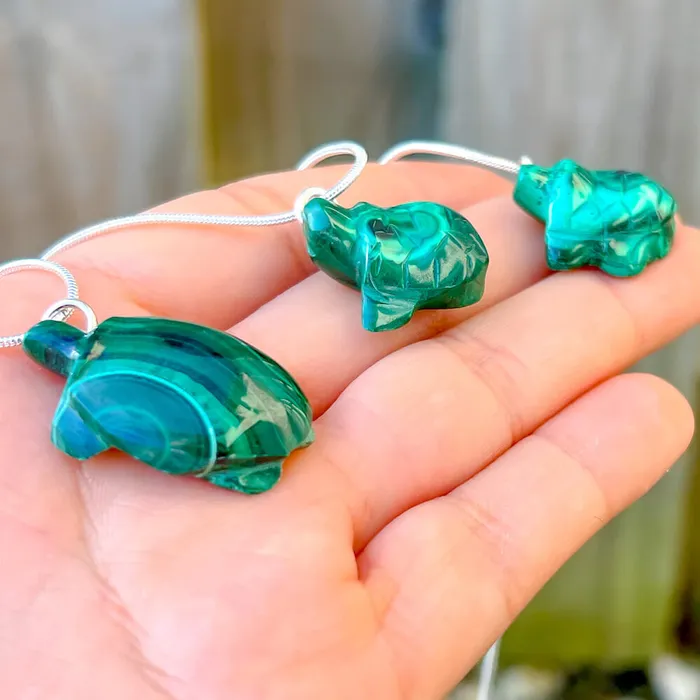 Necklaces Magic Crystals Genuine Malachite Turtle Necklace
