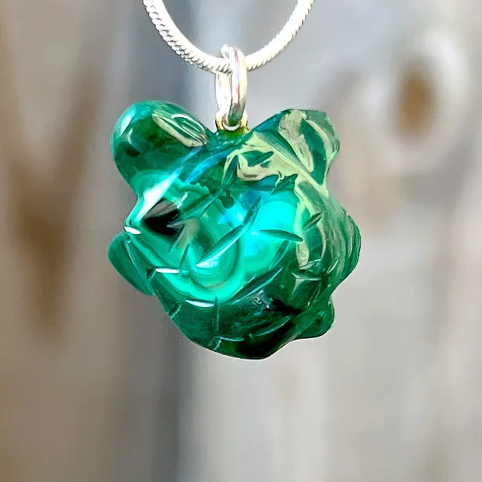 Necklaces Magic Crystals Genuine Malachite Turtle Necklace