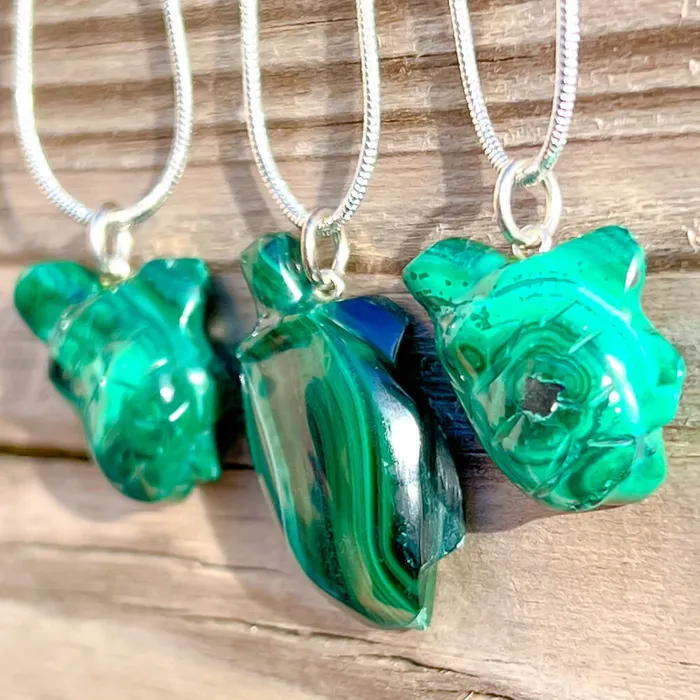 Necklaces Magic Crystals Genuine Malachite Turtle Necklace