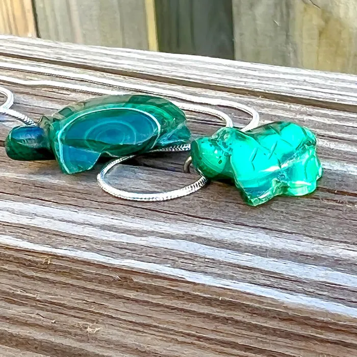 Necklaces Magic Crystals Genuine Malachite Turtle Necklace