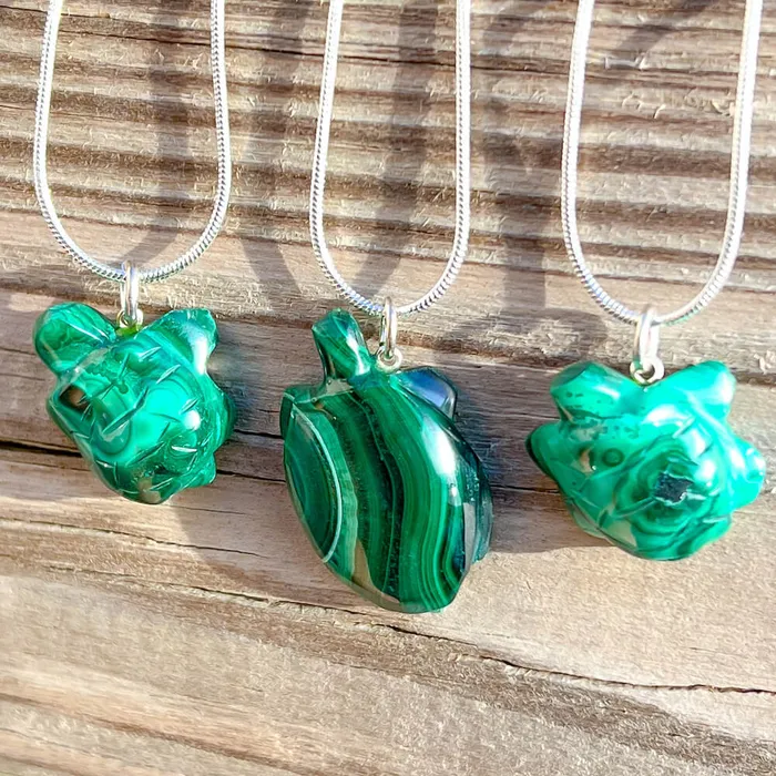 Necklaces Magic Crystals Genuine Malachite Turtle Necklace