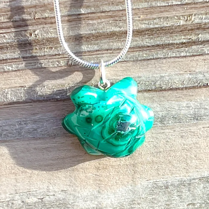 Necklaces Magic Crystals Genuine Malachite Turtle Necklace