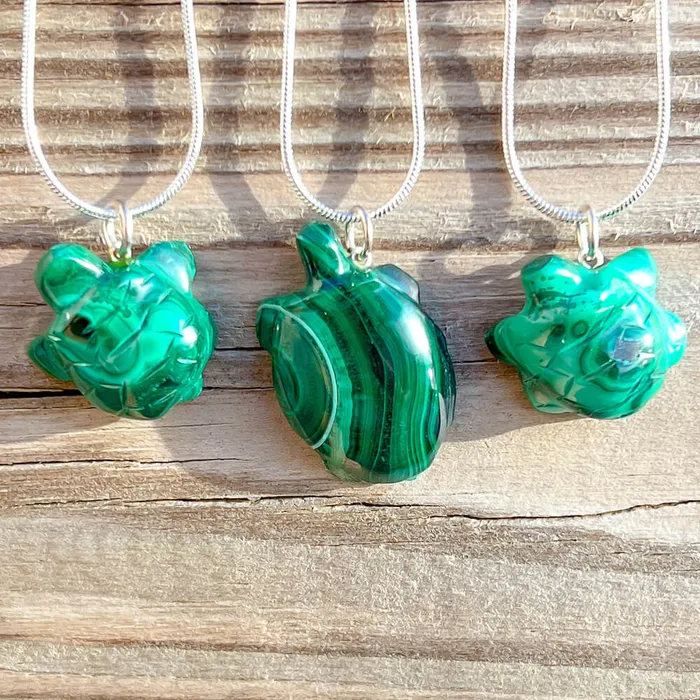 Necklaces Magic Crystals Genuine Malachite Turtle Necklace
