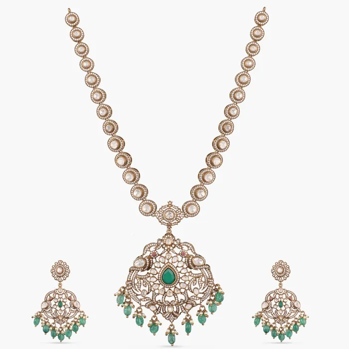 Necklaces Rasika Classic Moissanite Silver Necklace Set SILVER