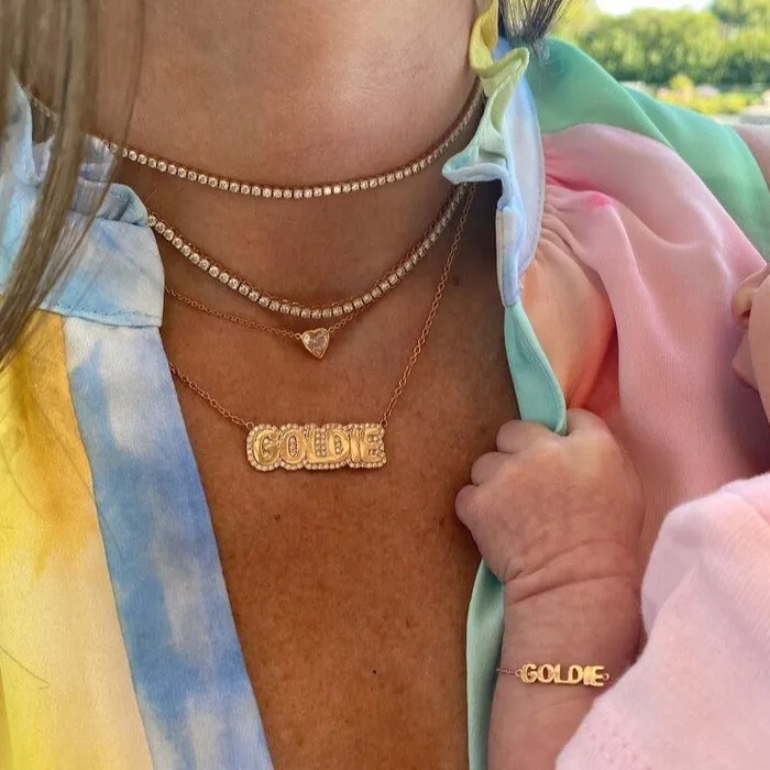 Necklaces SG Fine Large Bubble with Pave Outline Necklace