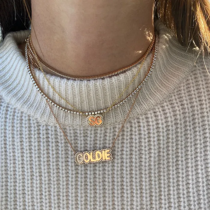 Necklaces SG Fine Large Bubble with Pave Outline Necklace
