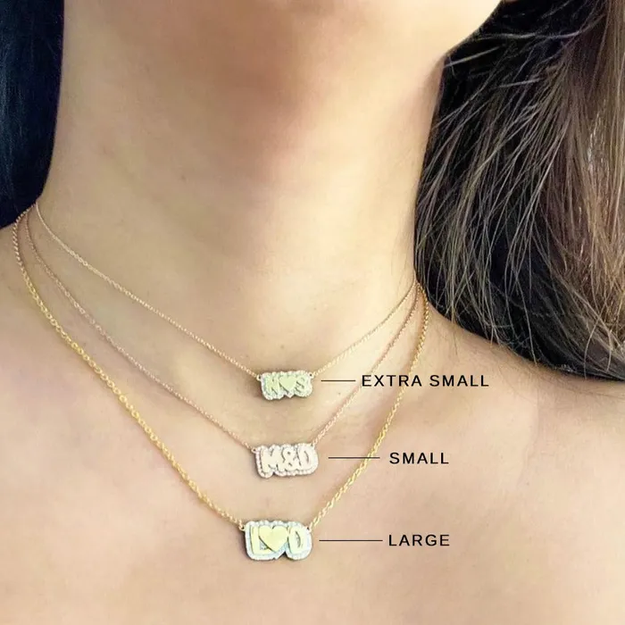 Necklaces SG Fine Large Bubble with Pave Outline Necklace