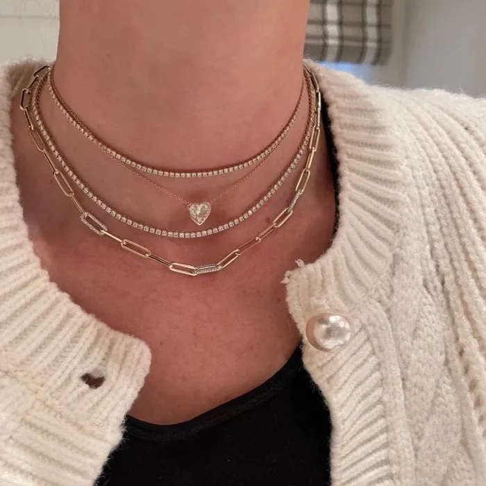 Necklaces SG Fine Paperclip Necklace with Diamond Links