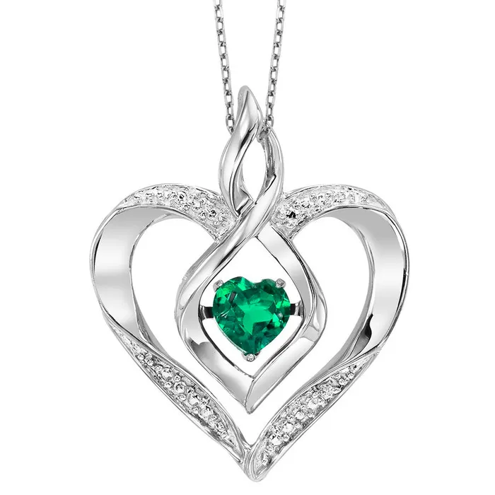 Necklaces Silver Diamond Created Emerald Pendant International Diamond Center Necklaces Silver Diamond Created Emerald Pendant International Diamond Center