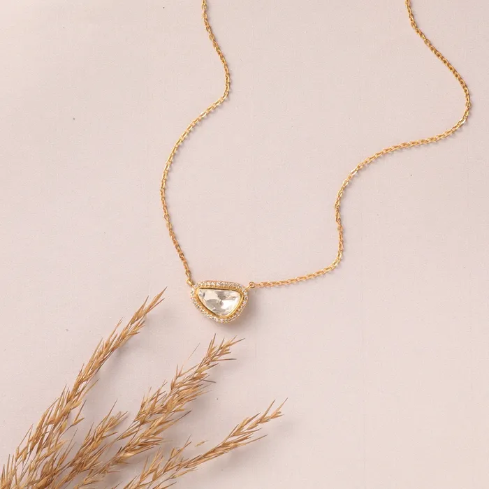Necklaces SILVER Halo Charm Moissanite Silver Pendant Necklace