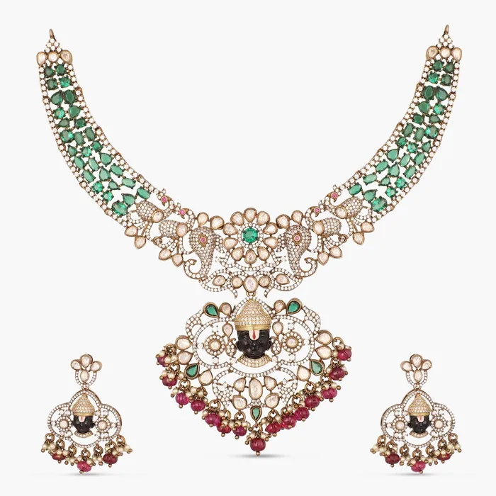Necklaces SILVER Kashvi Moissanite and Gemstone Necklace Set