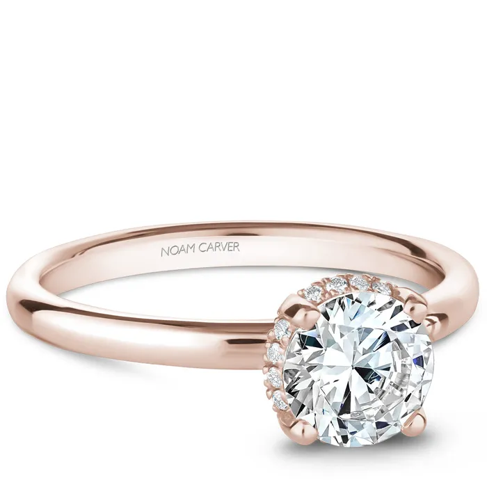 Noam Carver Rose Gold Solitaire Engagement Ring Setting with Diamond Centerpiece 006 CTW International Diamond Center Rings