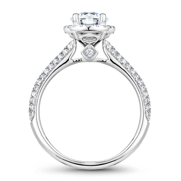 Noam Carver White Gold 3Row Diamond Engagement Ring Setting with Halo 058 CTW International Diamond Center Rings