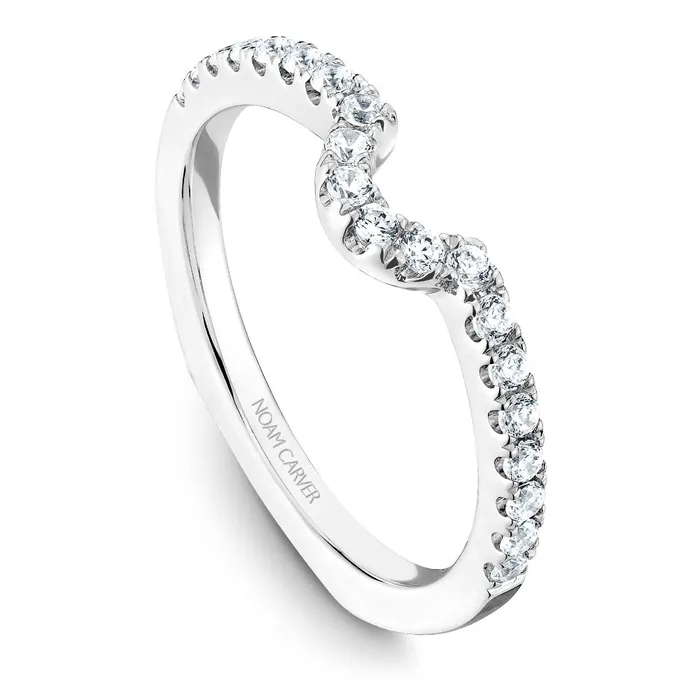Noam Carver White Gold Diamond Engagement Ring Setting with Halo 055 CTW International Diamond Center Rings