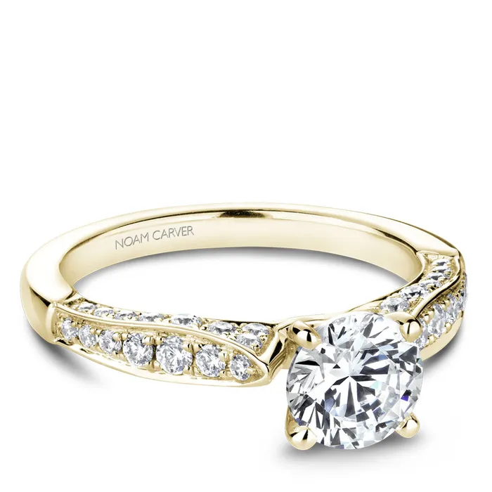 Noam Carver Yellow Gold 3sided Channel Set Diamond Engagement Ring Setting 055 CTW International Diamond Center Rings