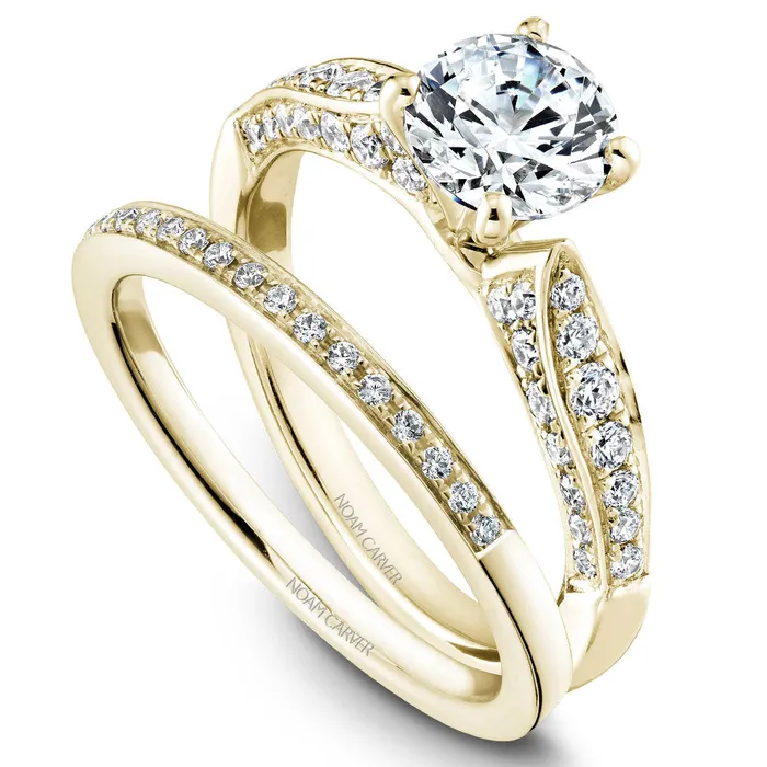 Noam Carver Yellow Gold 3sided Channel Set Diamond Engagement Ring Setting 055 CTW International Diamond Center Rings