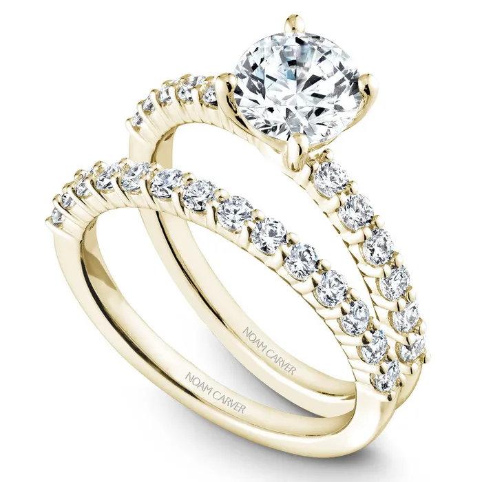 Noam Carver Yellow Gold Diamond Engagement Ring Setting 037 CTW International Diamond Center Rings