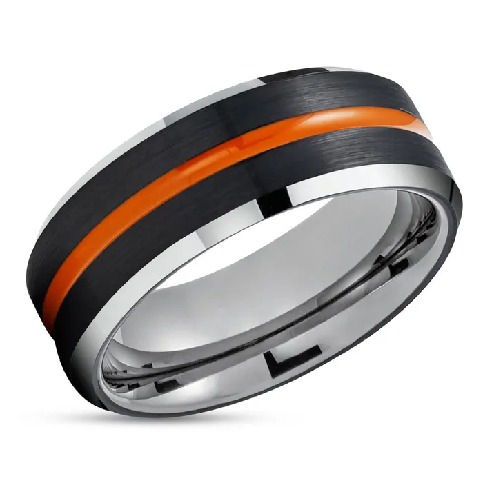 Orange Tungsten Wedding Band Black Tungsten Ring Gunmetal Tungsten Ring Black Clean Casting Jewelry Rings Orange Tungsten Wedding Band Black Tungsten Ring Gunmetal Tungsten Ring Black Clean Casting Jewelry Rings