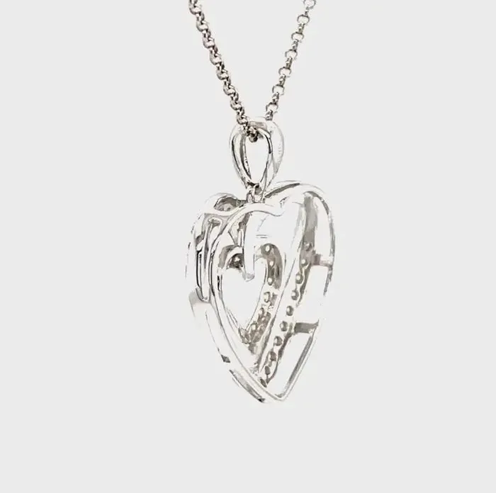 PLATINUM PLATED SILVER LOVE HEART PENDANT WHALF MOISSANITE STONE AND POETRY CARD Luxus Moissanite Necklaces