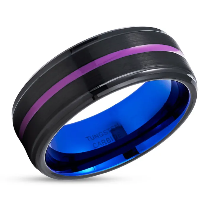 Purple Wedding Band Blue Tungsten Ring Black Wedding Ring Engagement Ring Clean Casting Jewelry Rings Purple Wedding Band Blue Tungsten Ring Black Wedding Ring Engagement Ring Clean Casting Jewelry Rings