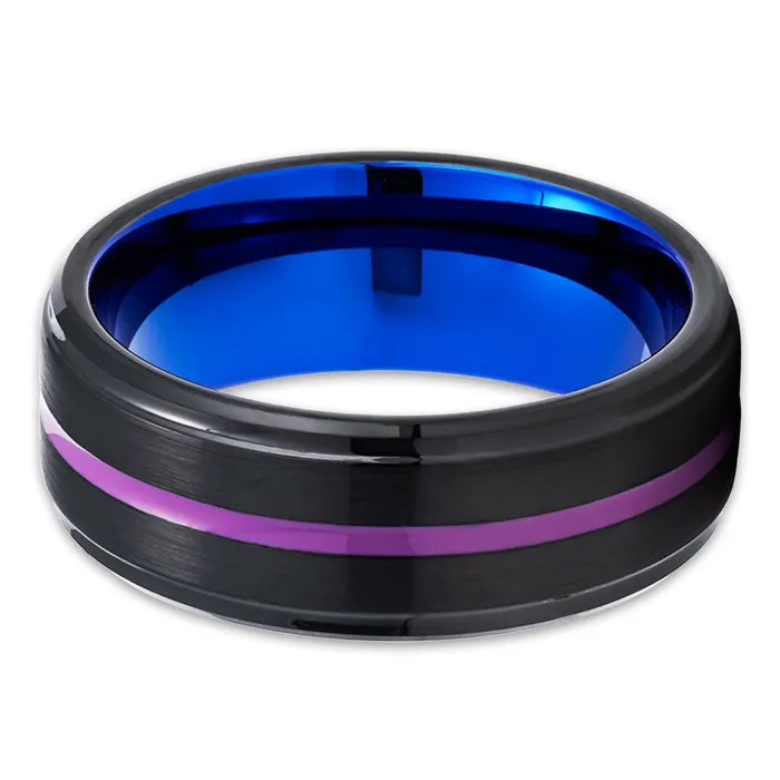 Purple Wedding Band Blue Tungsten Ring Black Wedding Ring Engagement Ring Clean Casting Jewelry Rings
