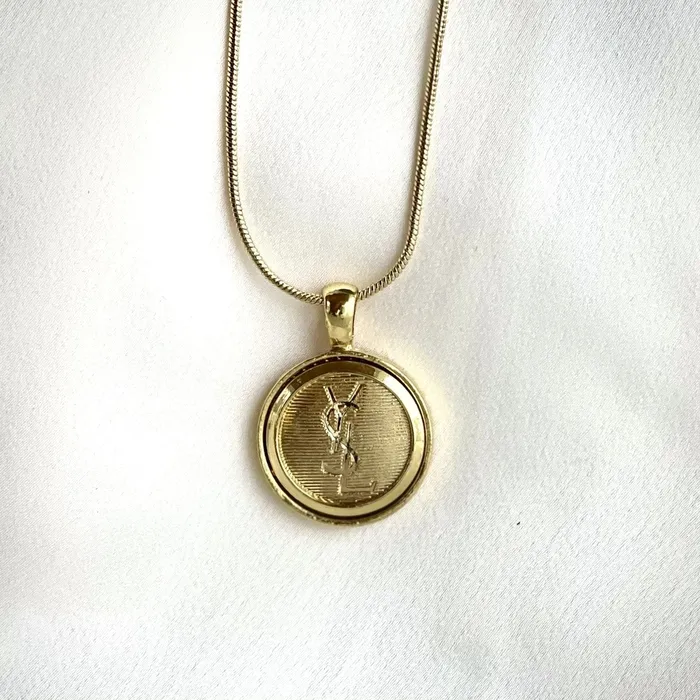 Reluxe Vintage Necklaces YSL Gold Button Necklace