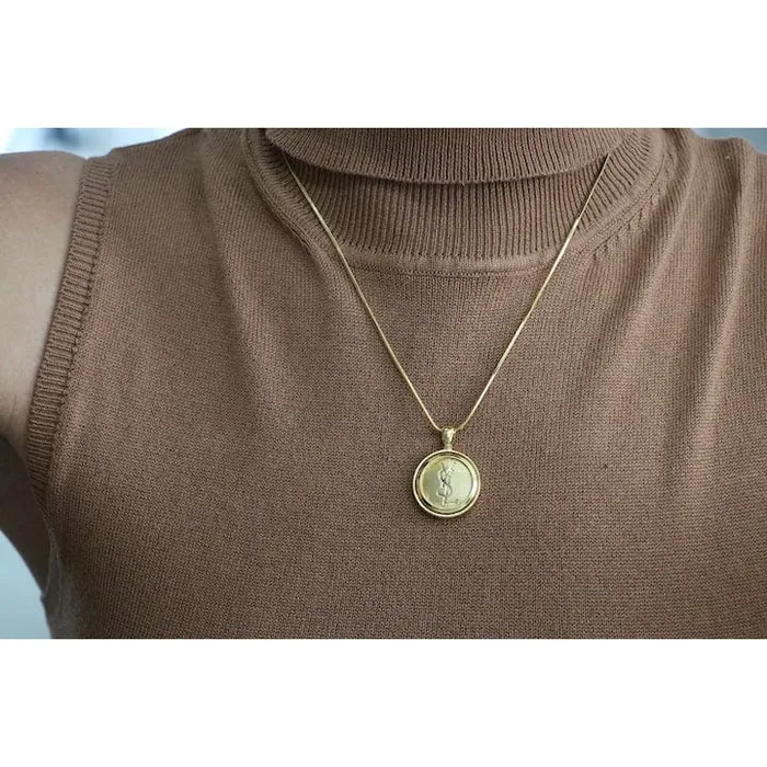 Reluxe Vintage Necklaces YSL Gold Button Necklace