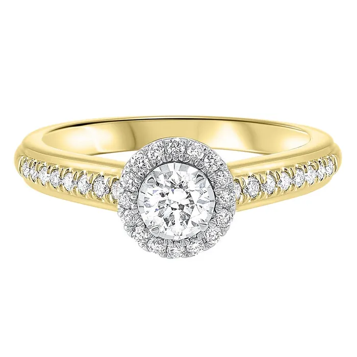 Rings 14K TwoTone Tru Ref Round Halo Prong Ring 35CT International Diamond Center Rings 14K TwoTone Tru Ref Round Halo Prong Ring 35CT International Diamond Center