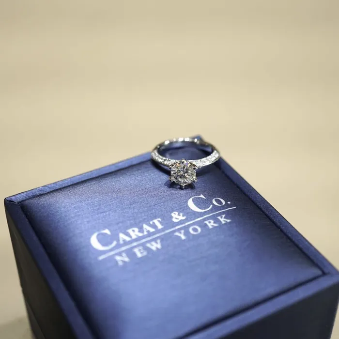 Rings Carat Co Micropave Knife Edge Engagement Ring