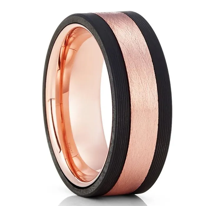 Rings Clean Casting Jewelry Black Tungsten Ring Rose Gold Wedding Ring Tungsten Wedding Ring Black Ring