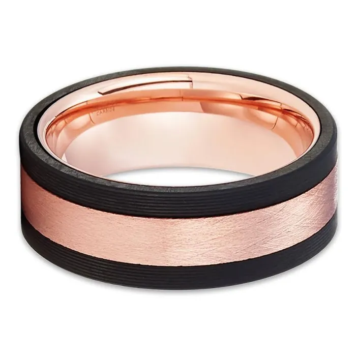 Rings Clean Casting Jewelry Black Tungsten Ring Rose Gold Wedding Ring Tungsten Wedding Ring Black Ring