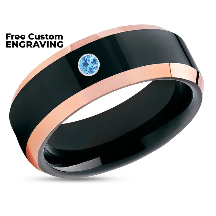 Rings Clean Casting Jewelry Black Tungsten Wedding Band Blue Diamond Tungsten Carbide Ring Rose Gold Ring