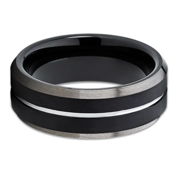 Rings Clean Casting Jewelry Black Tungsten Wedding Band Gunmetal 8mm Black Tungsten Ring Black Ring