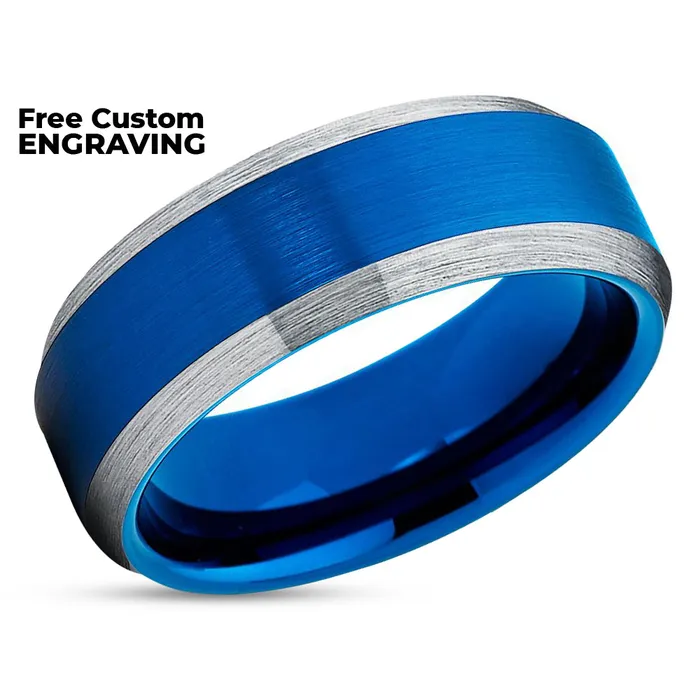 Rings Clean Casting Jewelry Blue Tungsten Wedding Ring Blue Wedding Band Tungsten Wedding Ring Blue