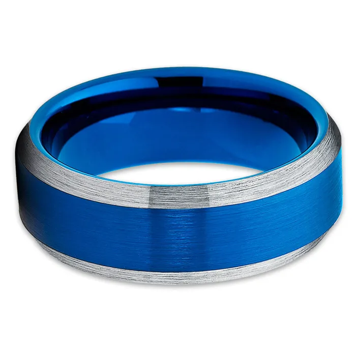 Rings Clean Casting Jewelry Blue Tungsten Wedding Ring Blue Wedding Band Tungsten Wedding Ring Blue