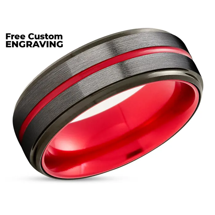 Rings Clean Casting Jewelry Gunmetal Tungsten Ring Red Tungsten Ring Black Wedding Ring Gunmetal Ring